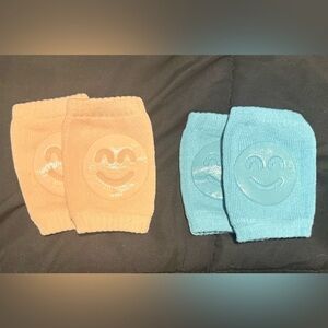 Smiley Face Kids Knee Pads - Peach and Blue